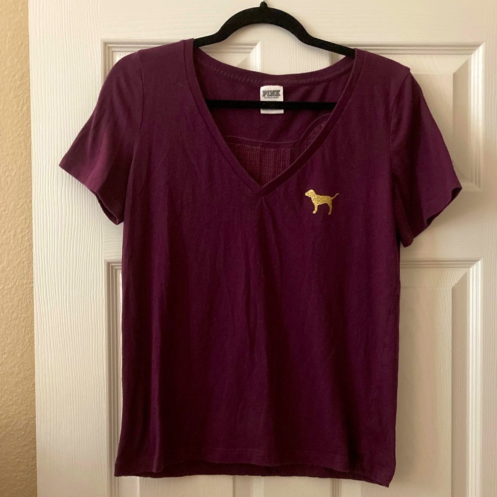 PINK Victoria’s Secret Sequined Dog Tee in Burgundy